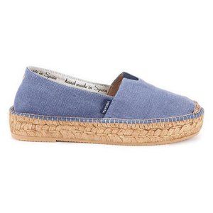 Viscata - Marbella Canvas Platform Espadrilles - Navy , EUR Size 37